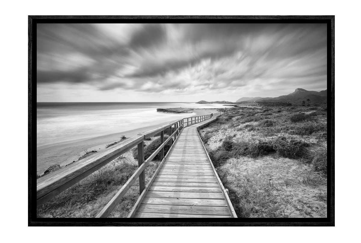 Beach Boardwalk Black & White | Canvas Wall Art Print - Final Touch Decor