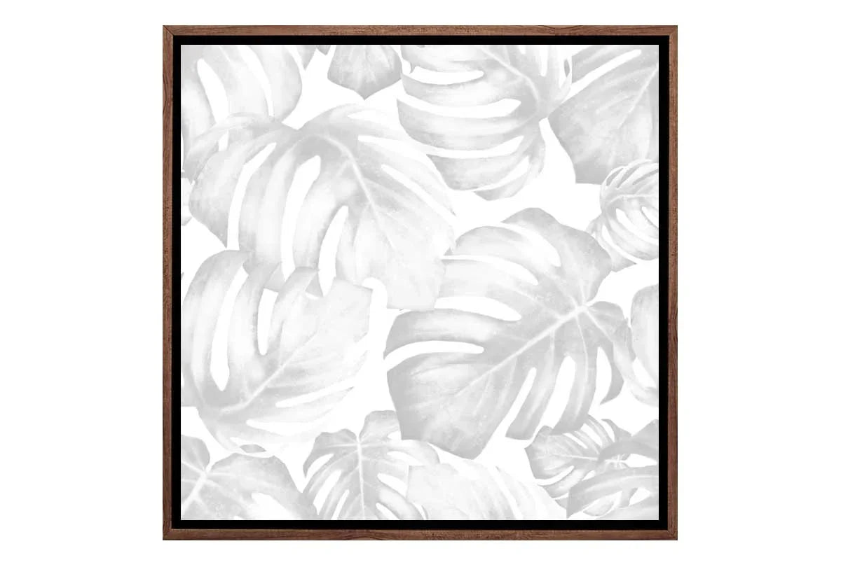 Monstera Leaves Black & Grey | Canvas Wall Art Print - Final Touch Decor
