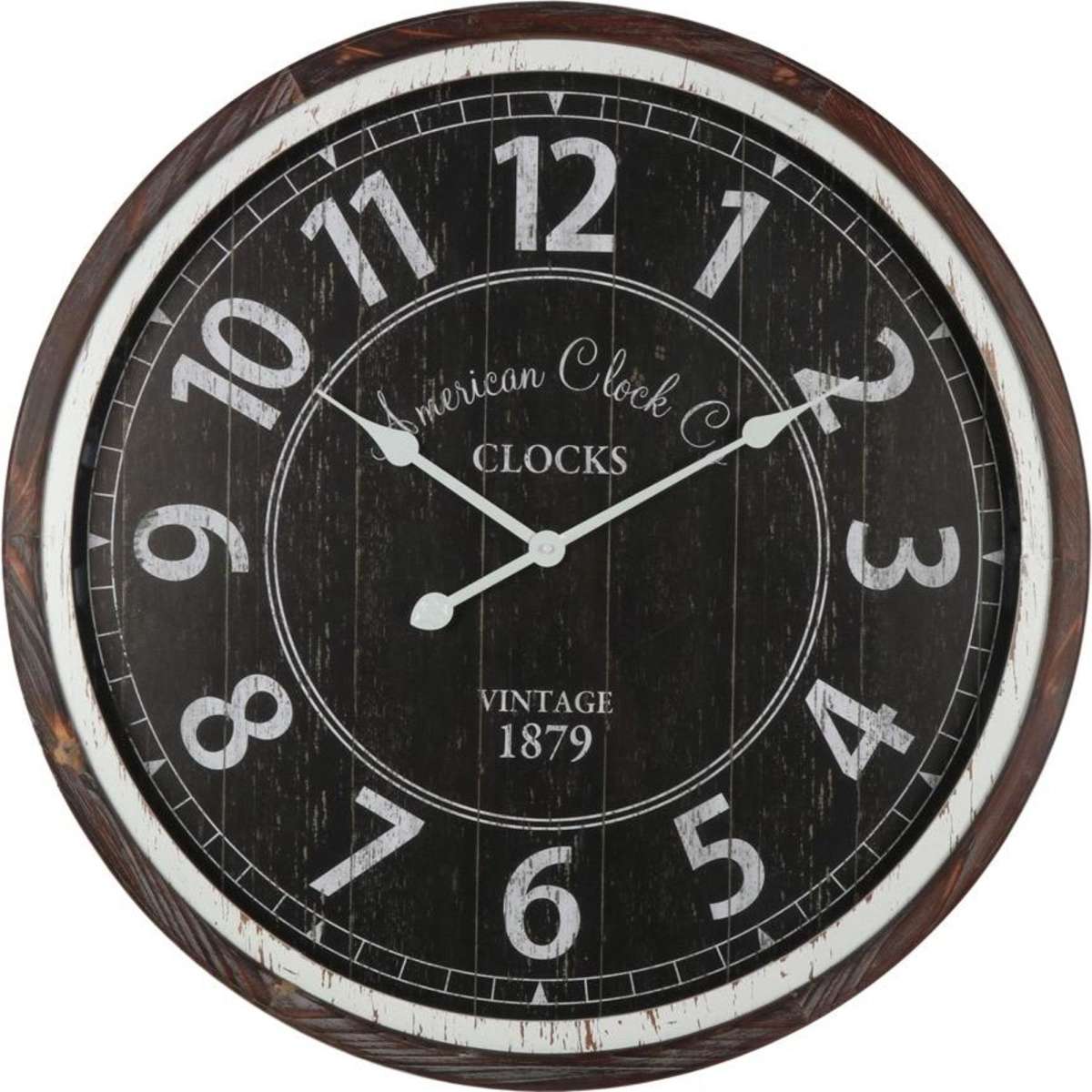 Distressed Monochrome Glass-Front Wall Clock 70cm - Final Touch Decor