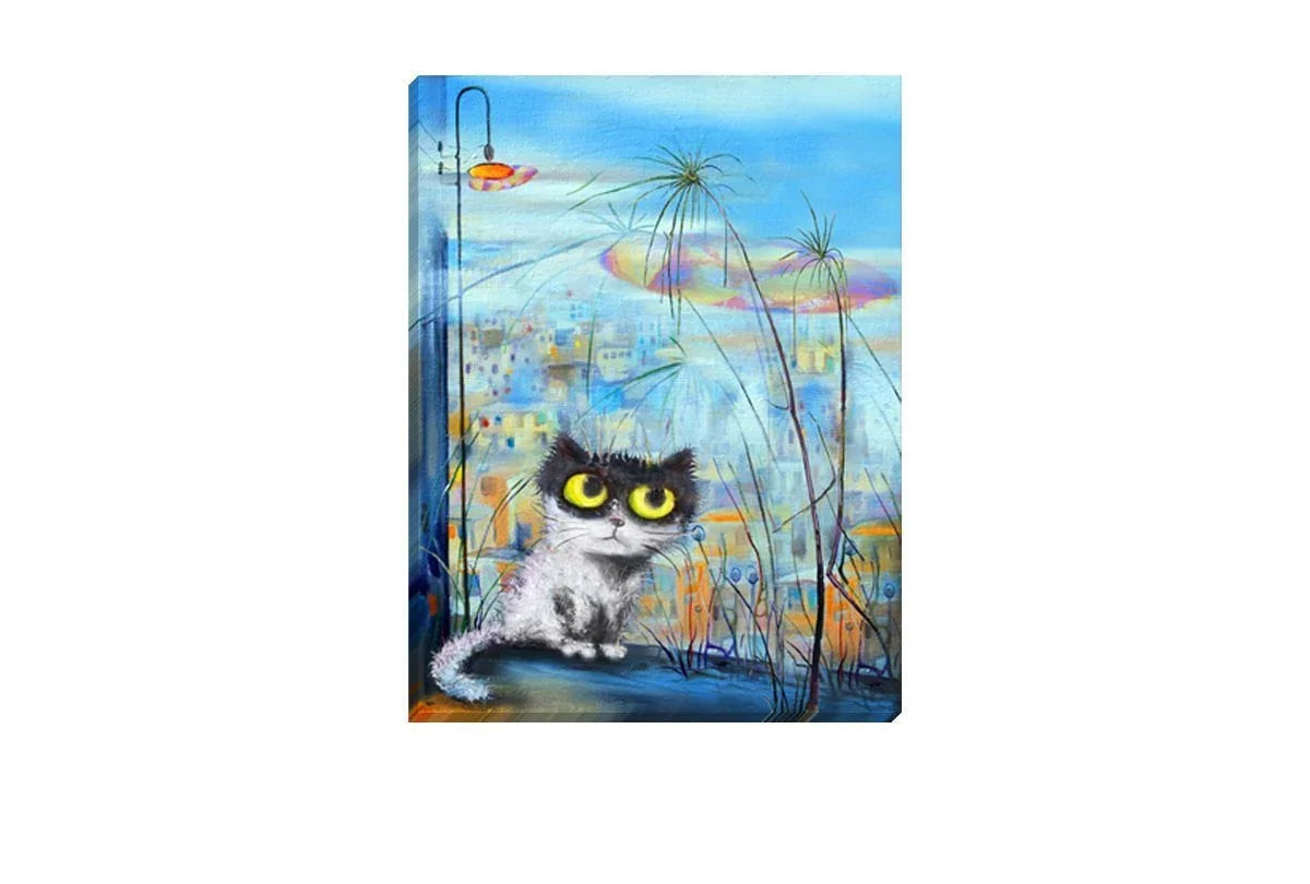 Cat Series | Balcony Cat | Canvas Wall Art Decor - Final Touch Decor