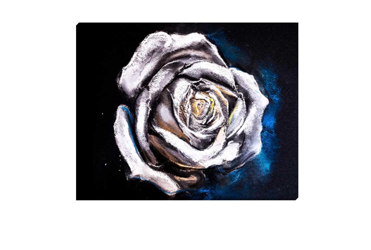 Silver Abstract Rose Bud | Canvas Wall Art Print - Final Touch Decor