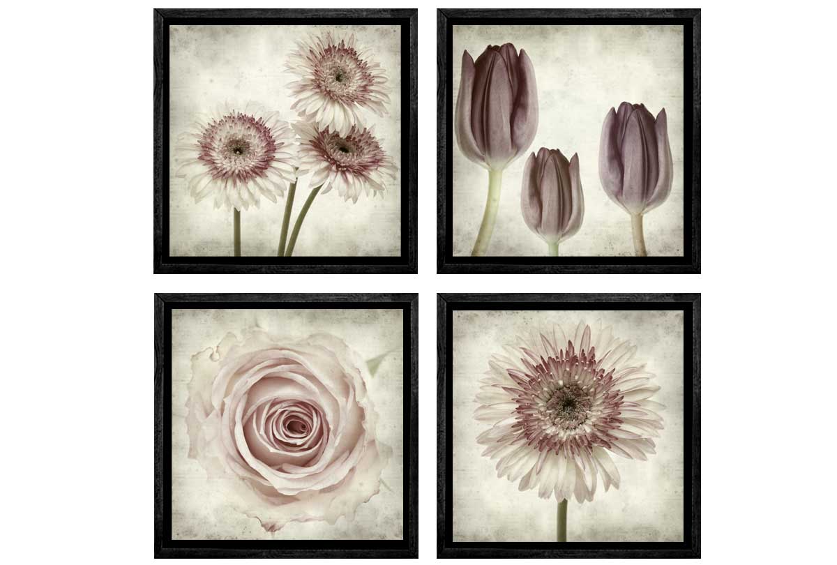 Vintage Floral Set of 4 | Canvas Wall Art Print - Final Touch Decor