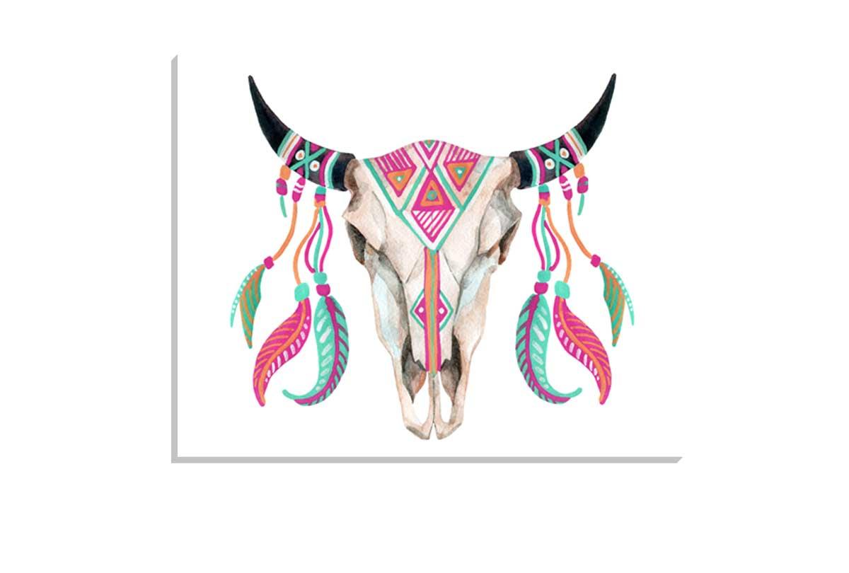Boho Tribal Skull | Canvas Wall Art Print - Final Touch Decor