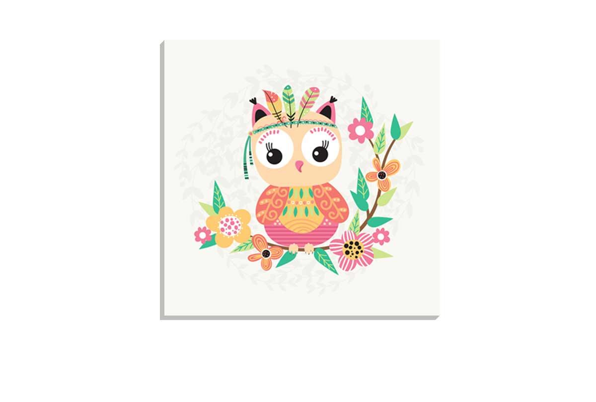 Cute Boho Tribal Owl | Canvas Wall Art Print - Final Touch Decor