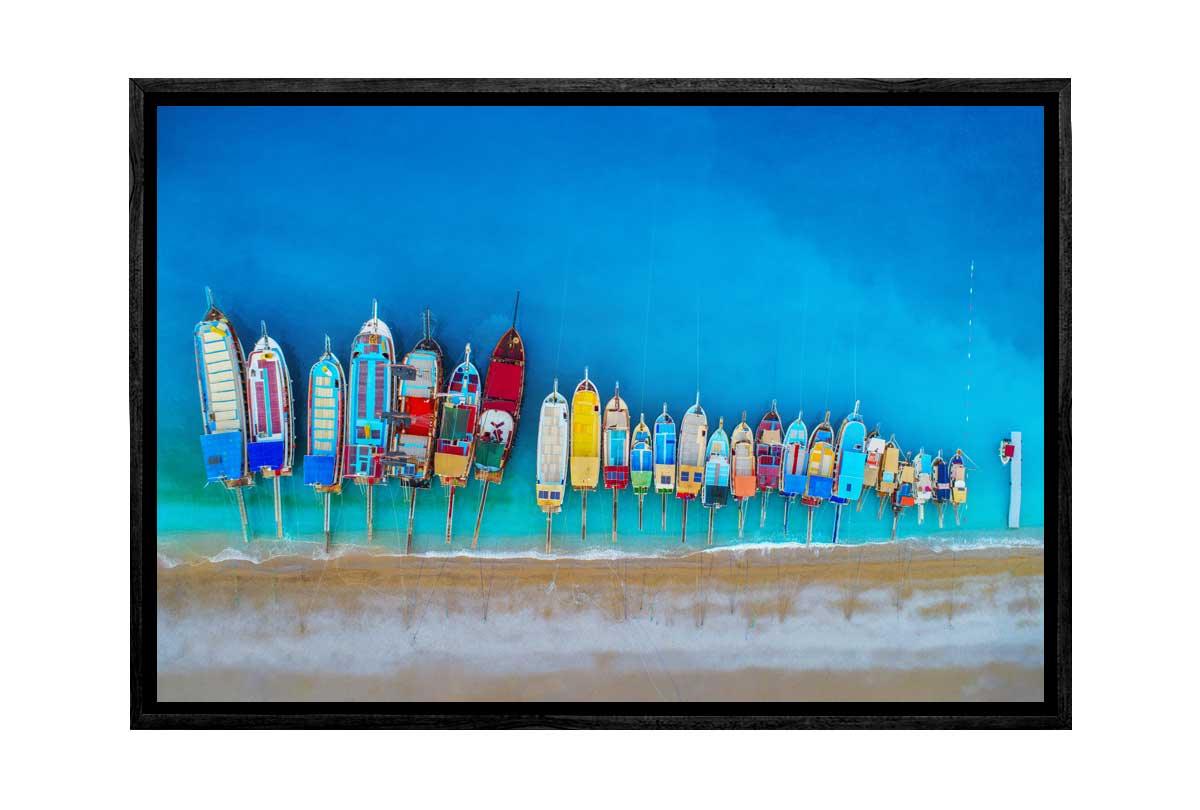 Coloured Boats from Above | Canvas Wall Art Print - Final Touch Decor