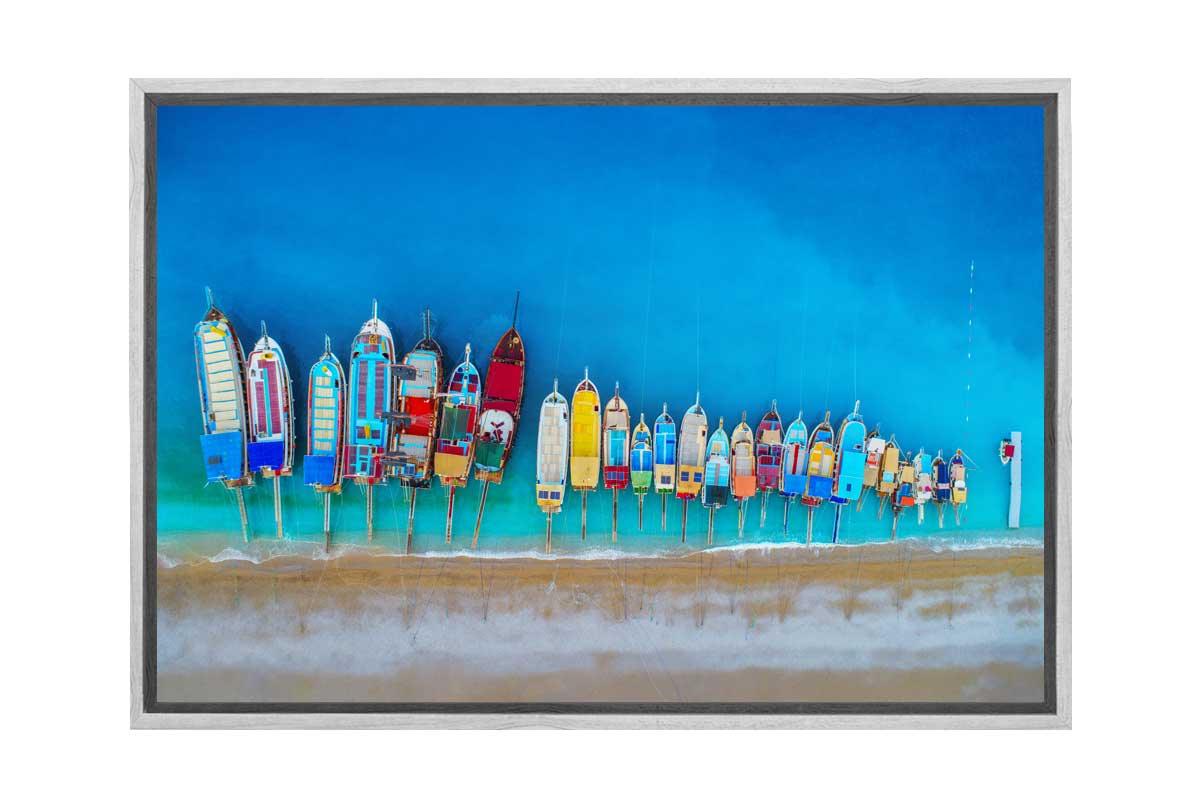 Coloured Boats from Above | Canvas Wall Art Print - Final Touch Decor