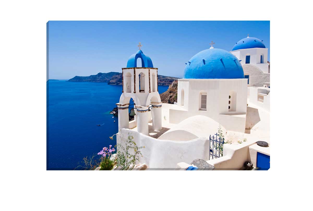 Blue and White Buildings, Greece | Canvas Wall Art Print - Final Touch Decor