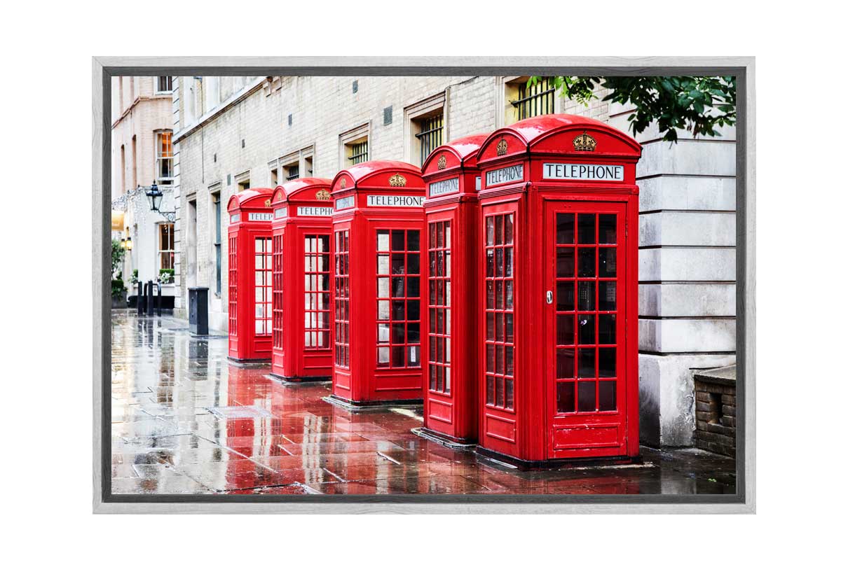 Red Phone Booths, UK | Canvas Wall Art Print - Final Touch Decor