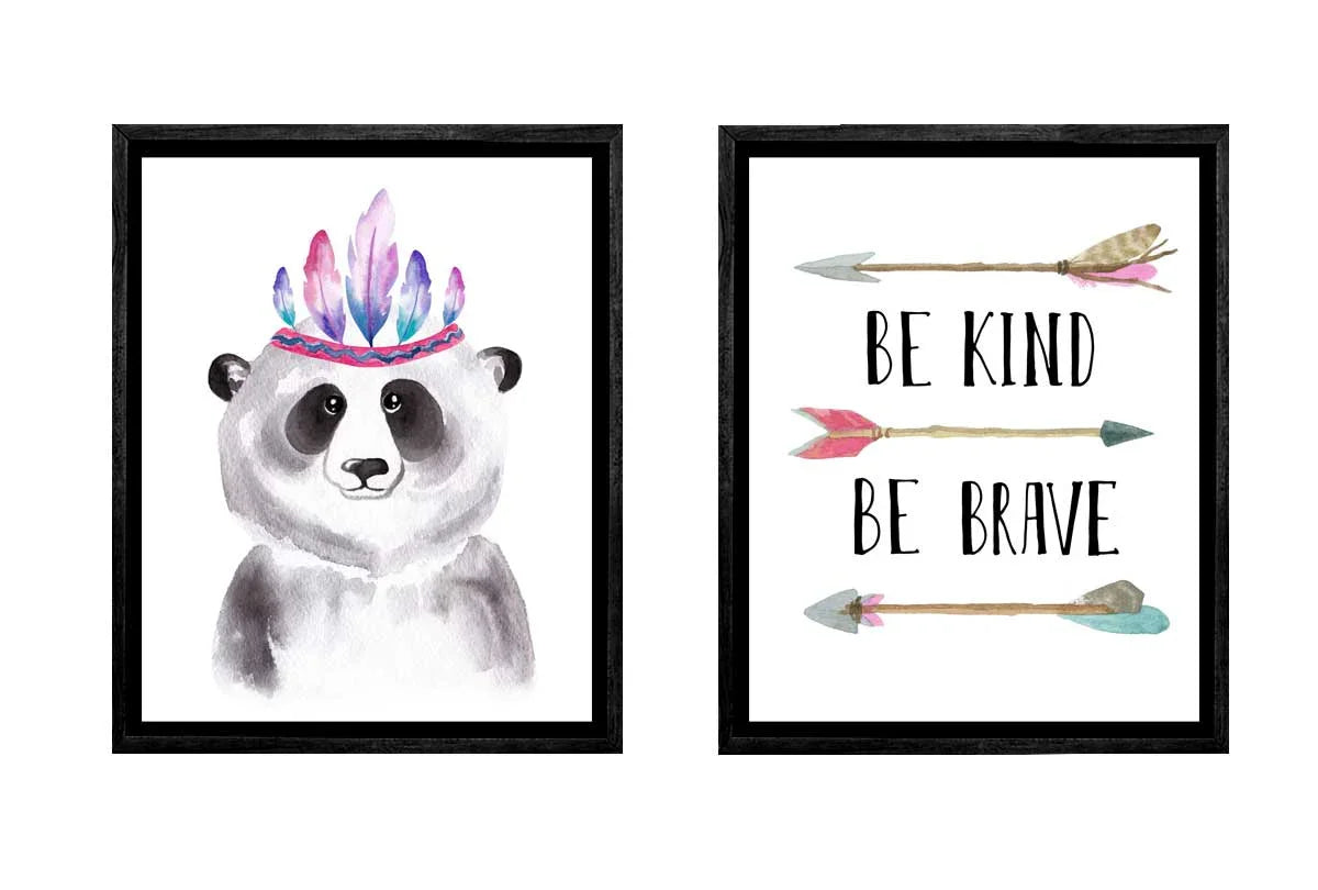Be Kind Kids Tribal Boho Wall Art | Set of 2 | Canvas Wall Art Print - Final Touch Decor