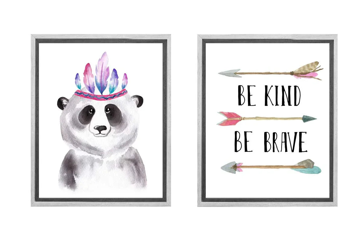 Be Kind Kids Tribal Boho Wall Art | Set of 2 | Canvas Wall Art Print - Final Touch Decor