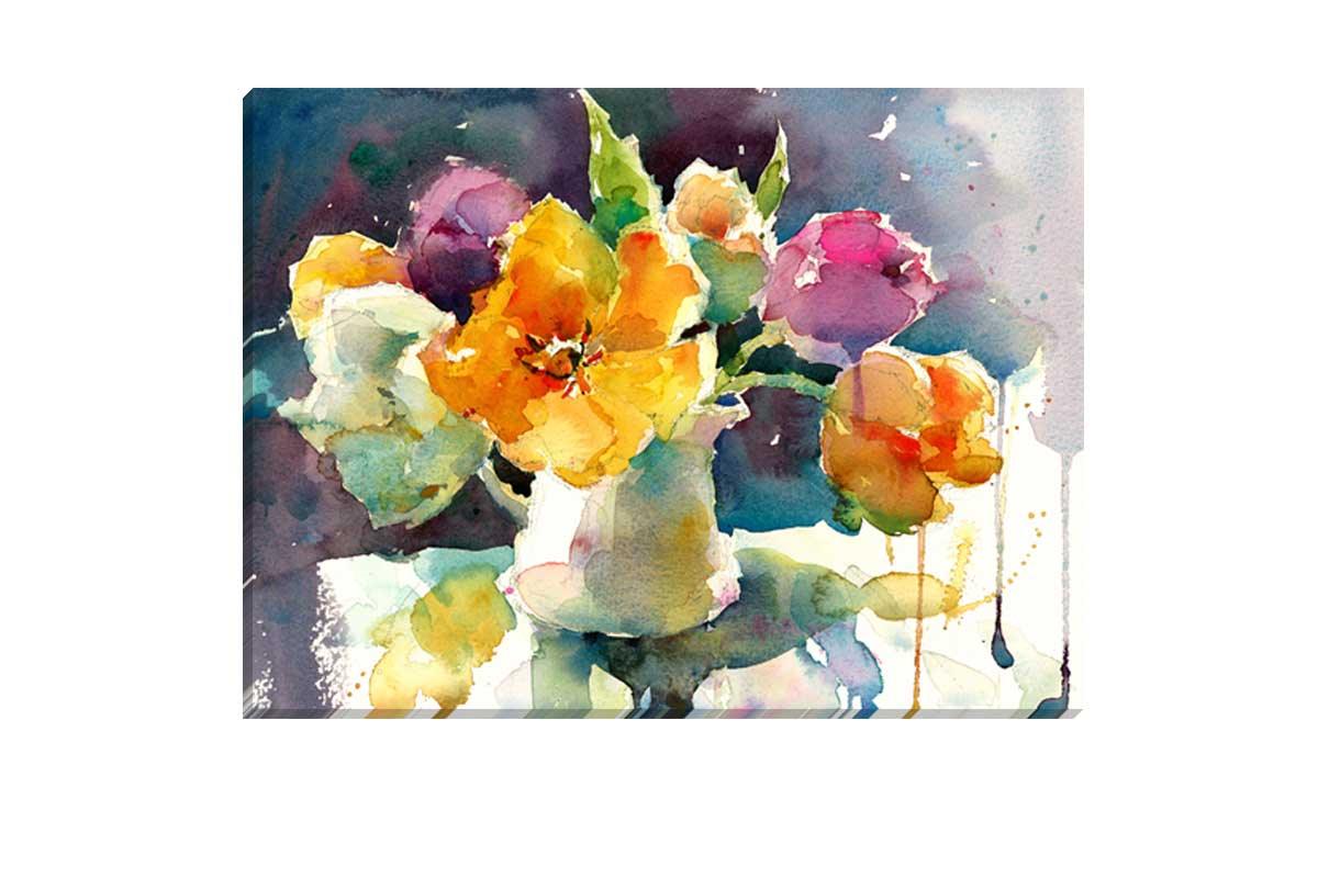 Abstract Orange Flowers | Canvas Wall Art Print - Final Touch Decor