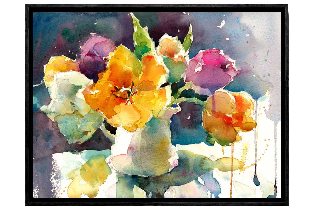 Abstract Orange Flowers | Canvas Wall Art Print - Final Touch Decor