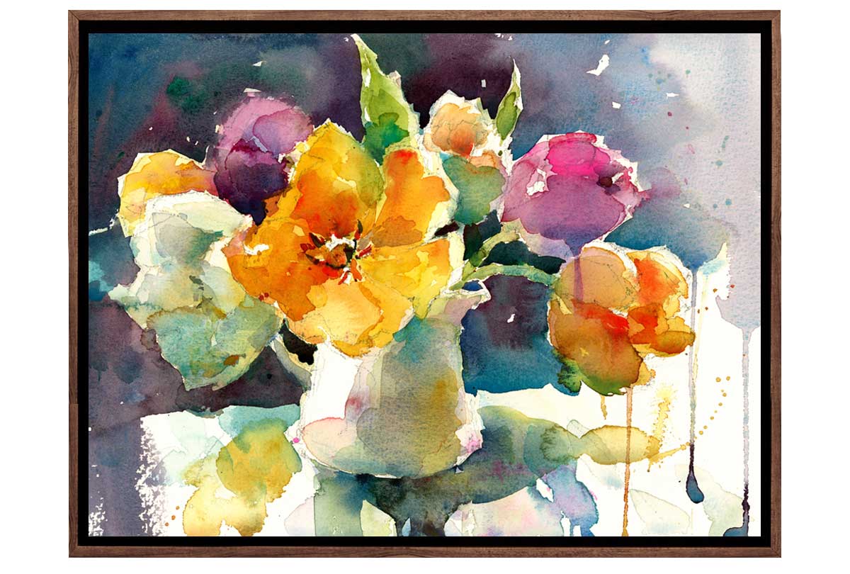 Abstract Orange Flowers | Canvas Wall Art Print - Final Touch Decor