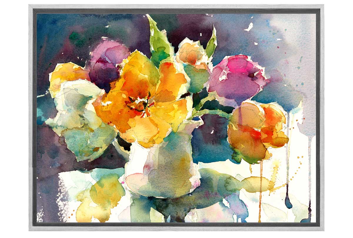 Abstract Orange Flowers | Canvas Wall Art Print - Final Touch Decor