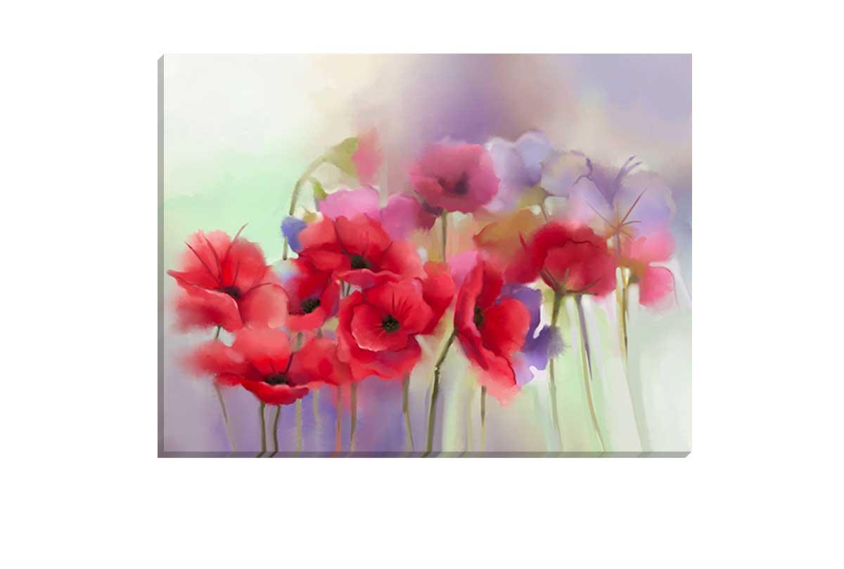 Abstract Red Flowers | Canvas Wall Art Print - Final Touch Decor