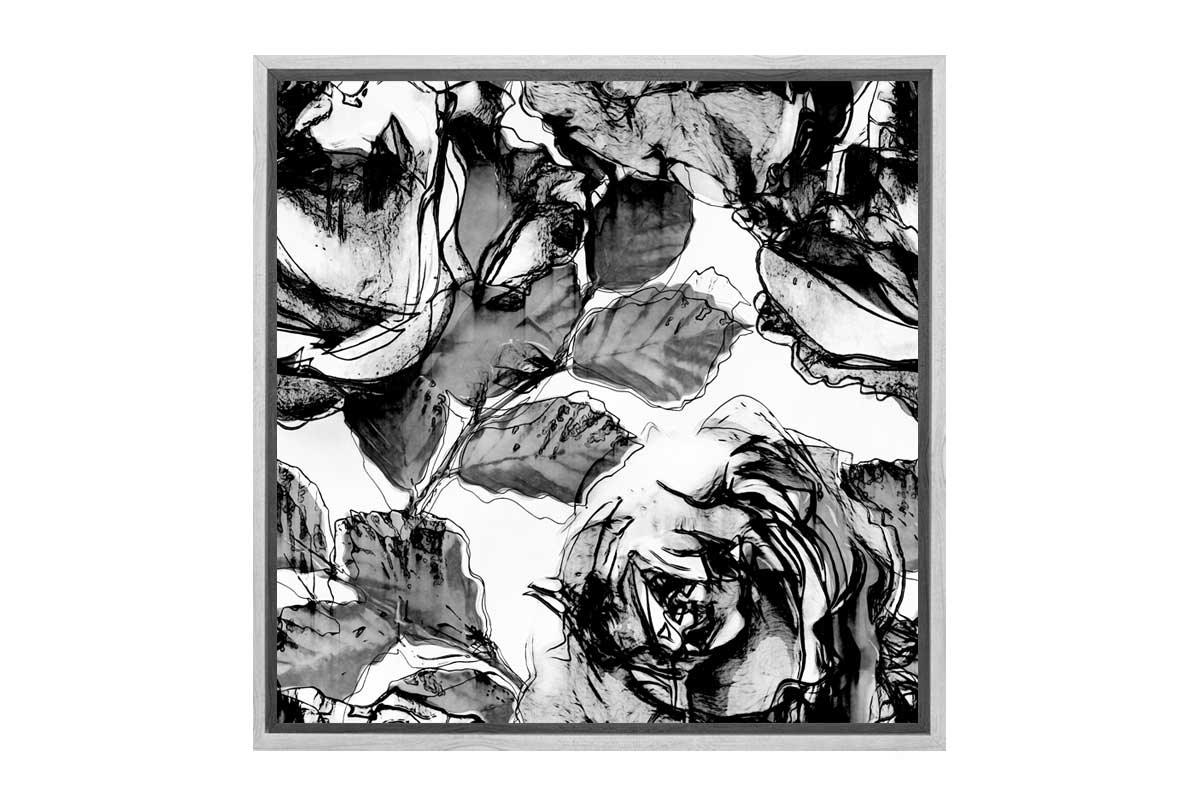 Black and White Watercolor Roses | Canvas Wall Art Print - Final Touch Decor