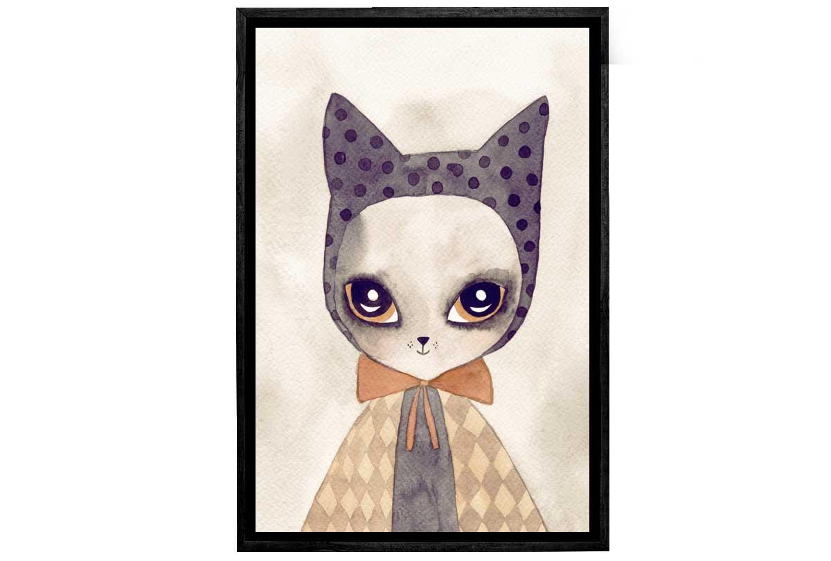 Cat in Cape Watercolour | Canvas Wall Art Print - Final Touch Decor