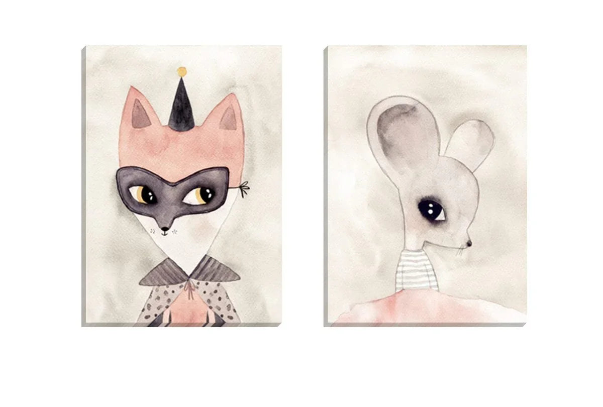 Kids Watercolour | Set of 2 | Canvas Wall Art Print - Final Touch Decor