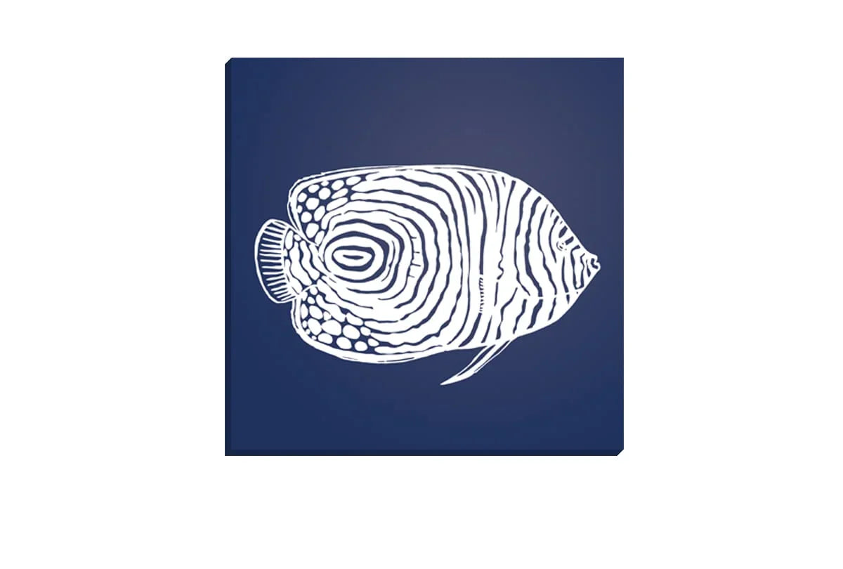 Fish 2 White on Navy | Canvas Wall Art Print - Final Touch Decor