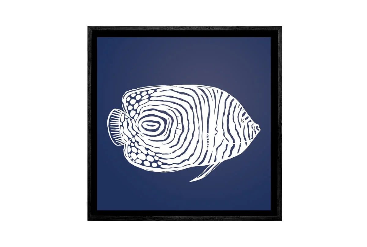 Fish 2 White on Navy | Canvas Wall Art Print - Final Touch Decor