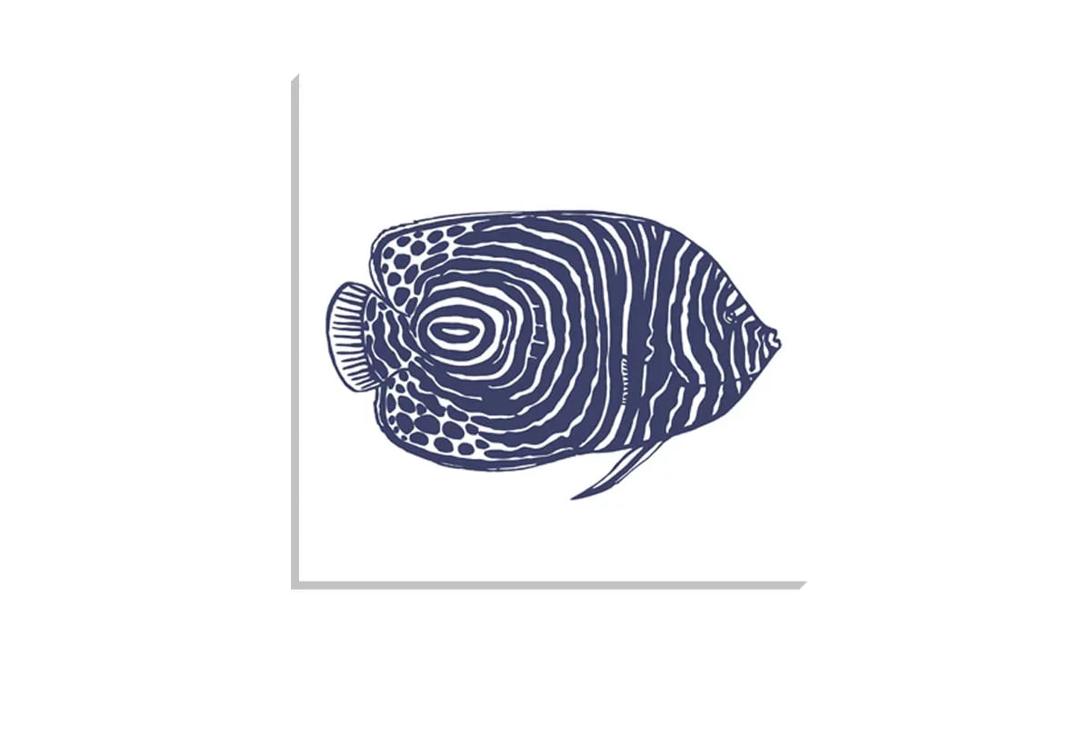 Fish 1 Navy on White | Canvas Wall Art Print - Final Touch Decor