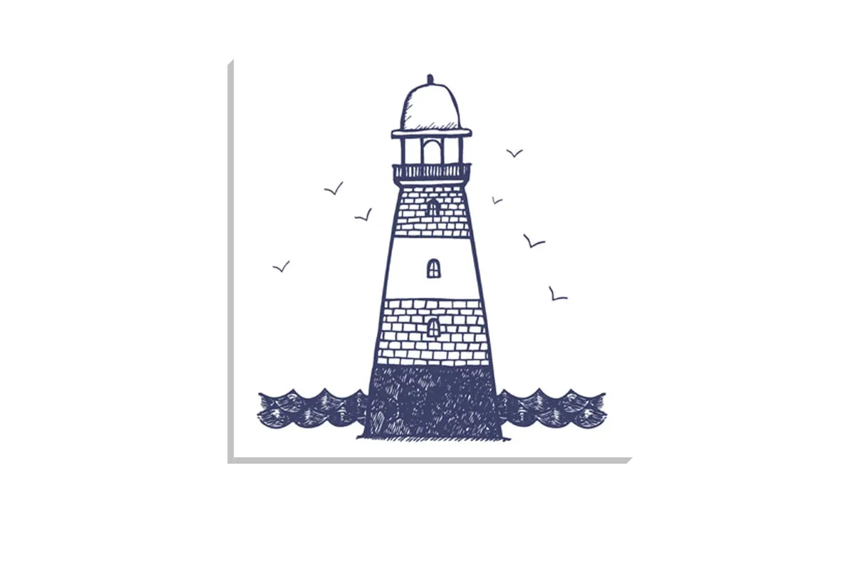 Lighthouse Navy on White | Canvas Wall Art Print - Final Touch Decor
