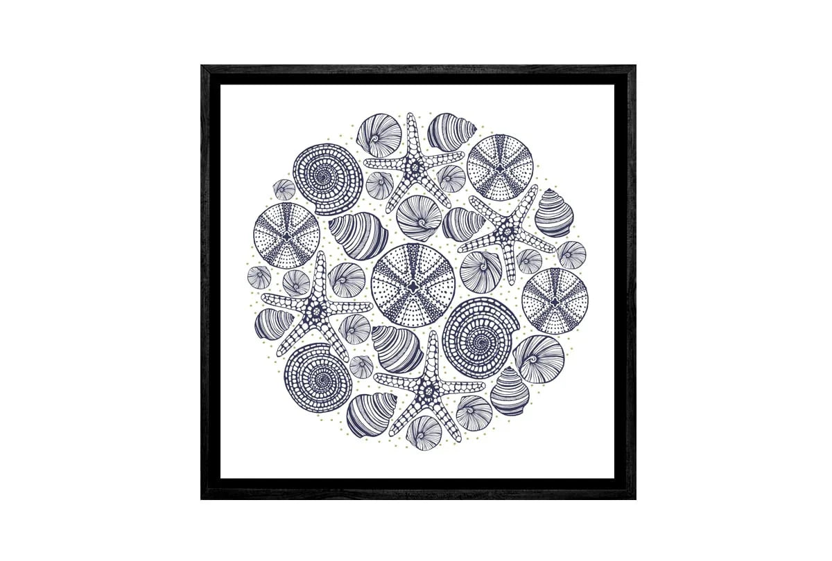 Shells Star Fish Navy on White | Canvas Wall Art Print - Final Touch Decor