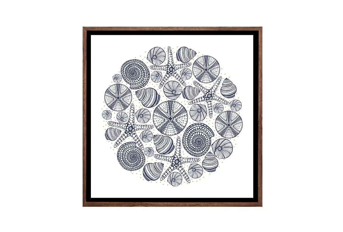 Shells Star Fish Navy on White | Canvas Wall Art Print - Final Touch Decor