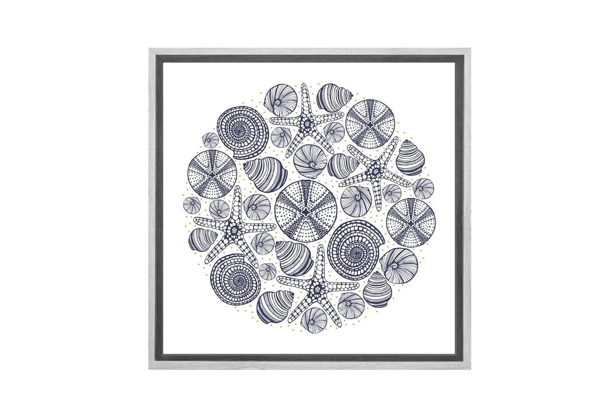Shells Star Fish Navy on White | Canvas Wall Art Print - Final Touch Decor