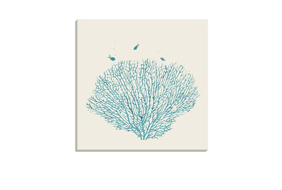 Fan Coral Turquoise | Canvas Wall Art Print - Final Touch Decor