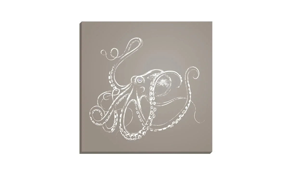 Octopus White on Beige | Canvas Wall Art Print - Final Touch Decor
