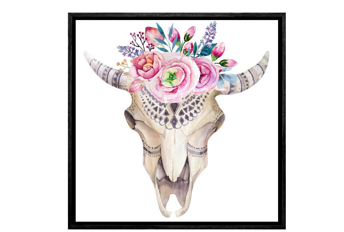 Boho Tribal Floral Skull | Canvas Wall Art Print - Final Touch Decor