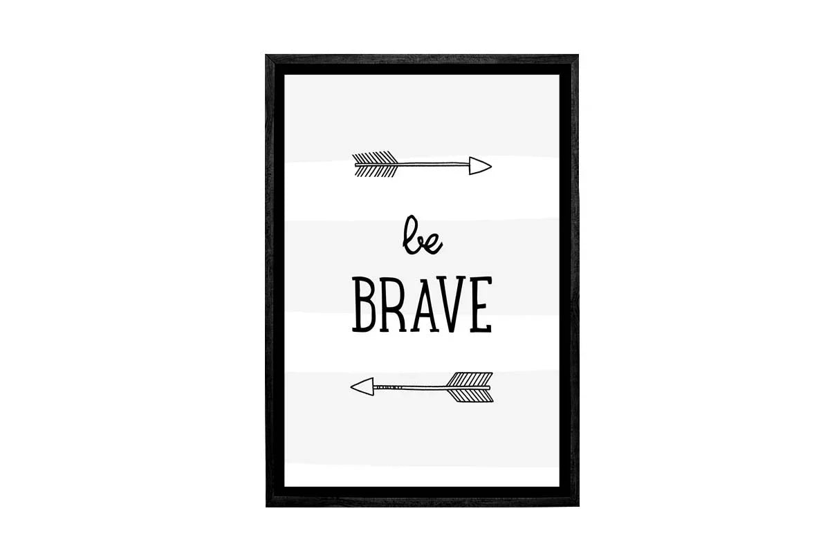Be Brave Grey Stripe | Scandinavian Kid's Wall Art Print - Final Touch Decor