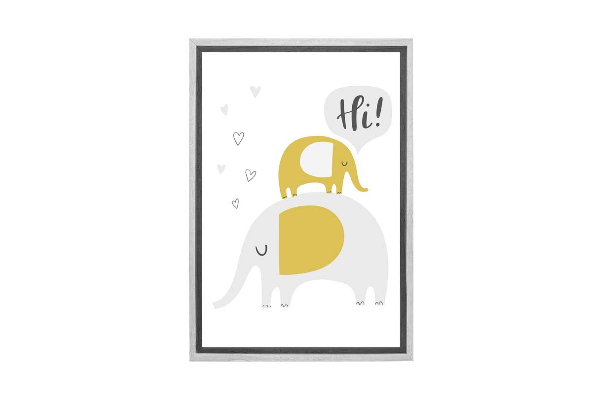 Elephants Grey Gold | Scandinavian Kid's Wall Art Print - Final Touch Decor