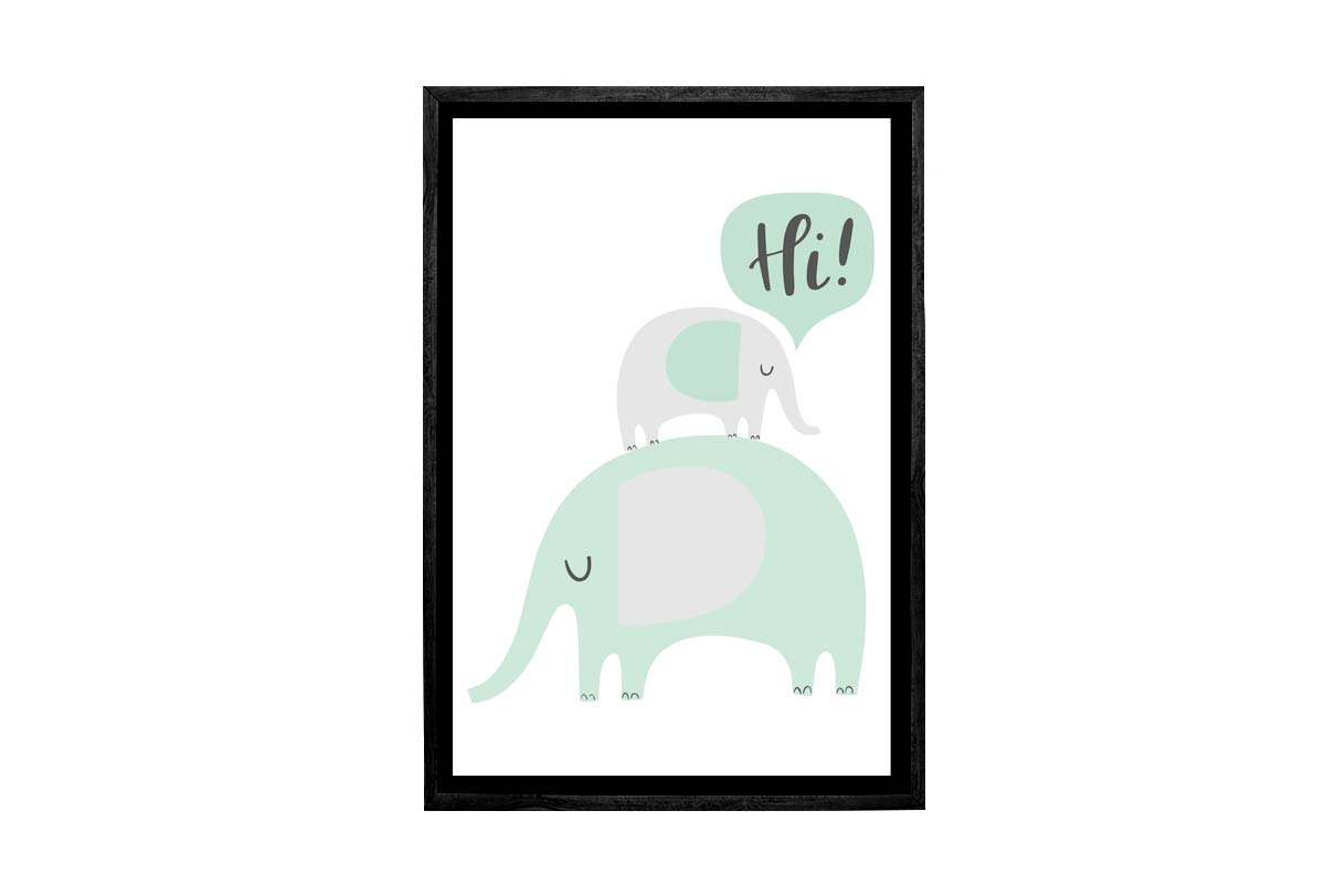 Elephants Teal | Scandinavian Kid's Wall Art Print - Final Touch Decor