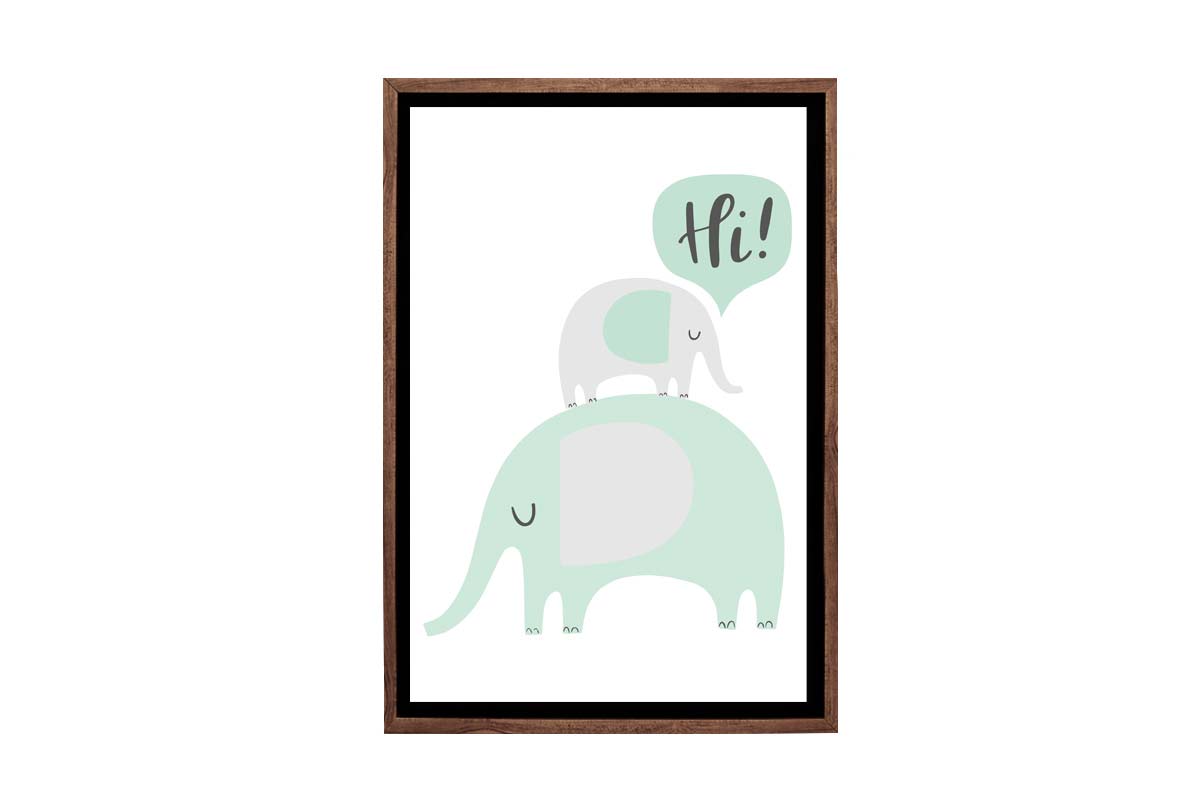 Elephants Teal | Scandinavian Kid's Wall Art Print - Final Touch Decor