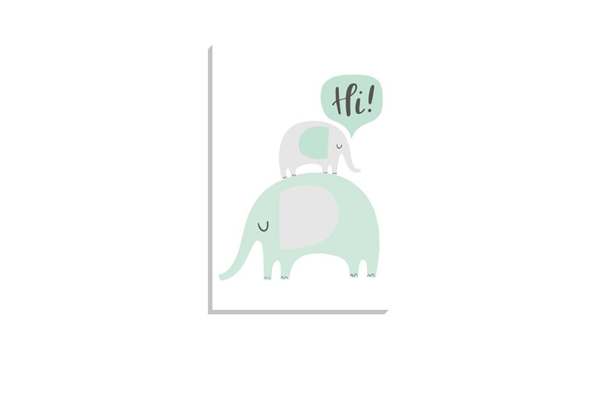 Elephants Teal | Scandinavian Kid's Wall Art Print - Final Touch Decor