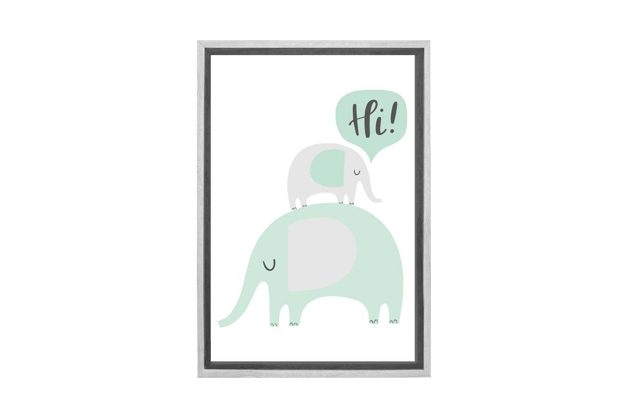 Elephants Teal | Scandinavian Kid's Wall Art Print - Final Touch Decor