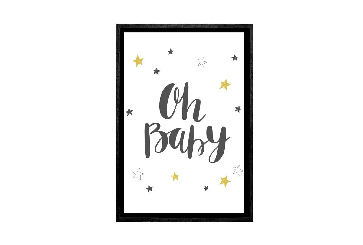 Oh Baby Gold Grey | Scandinavian Kid's Wall Art Print - Final Touch Decor