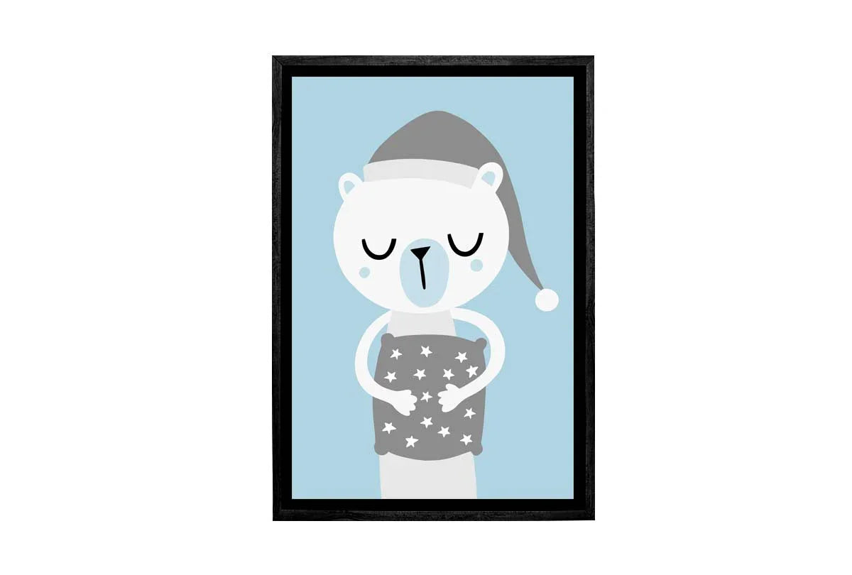 Sleepy Bear Blue Grey | Scandinavian Kid's Wall Art Print - Final Touch Decor