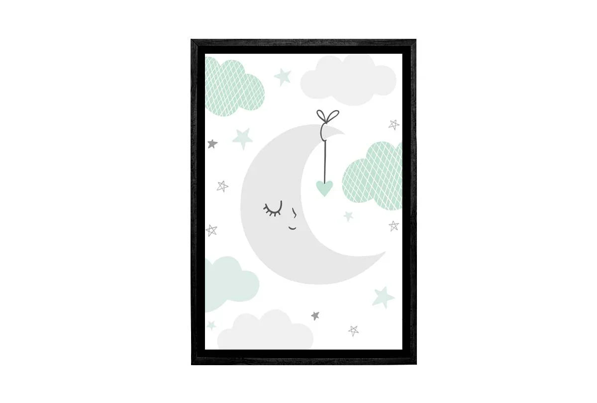 Moon Clouds Starts Teal | Scandinavian Kid's Wall Art Print - Final Touch Decor