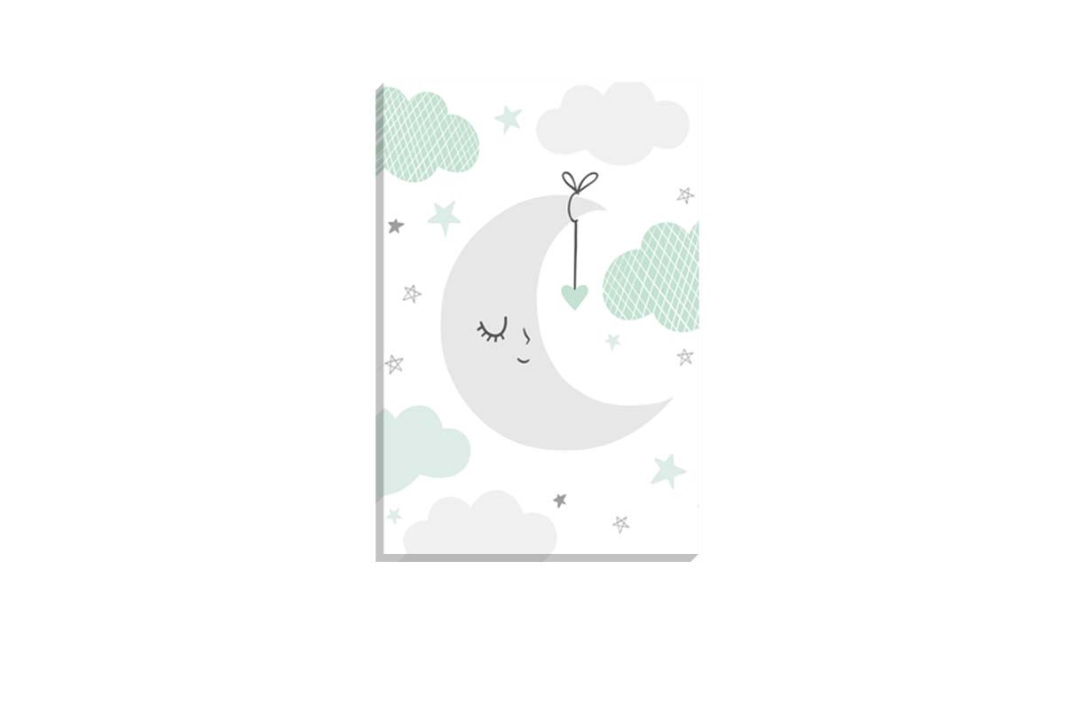 Moon Clouds Starts Teal | Scandinavian Kid's Wall Art Print - Final Touch Decor
