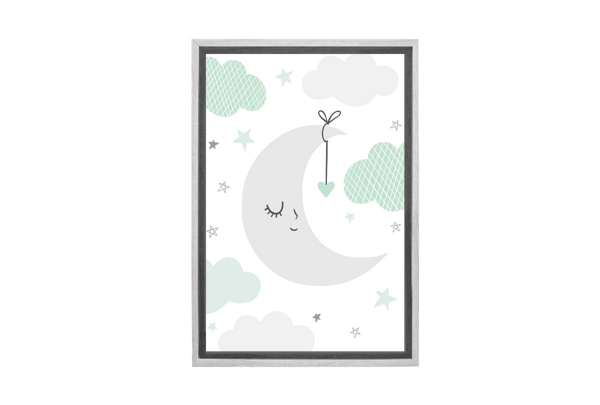 Moon Clouds Starts Teal | Scandinavian Kid's Wall Art Print - Final Touch Decor