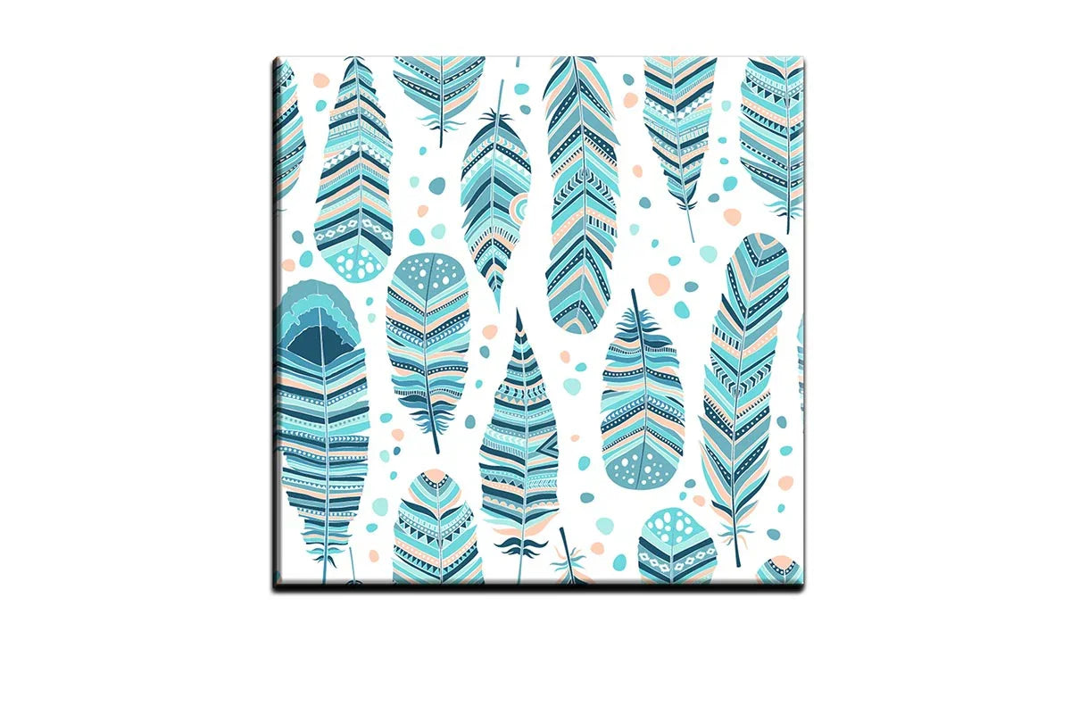 Blue Feather Pattern | Canvas Wall Art Print - Final Touch Decor
