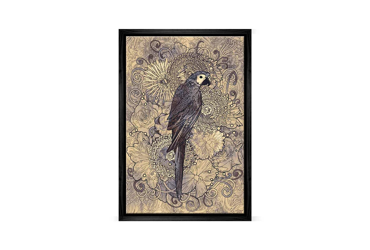 Parrot Line Art with Pattern | Canvas Wall Art Print - Final Touch Decor