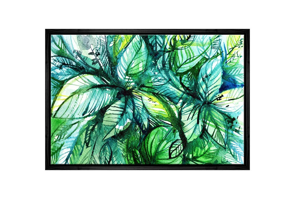 Tropical Leaves Abstract Watercolour | Canvas Wall Art Print - Final Touch Decor