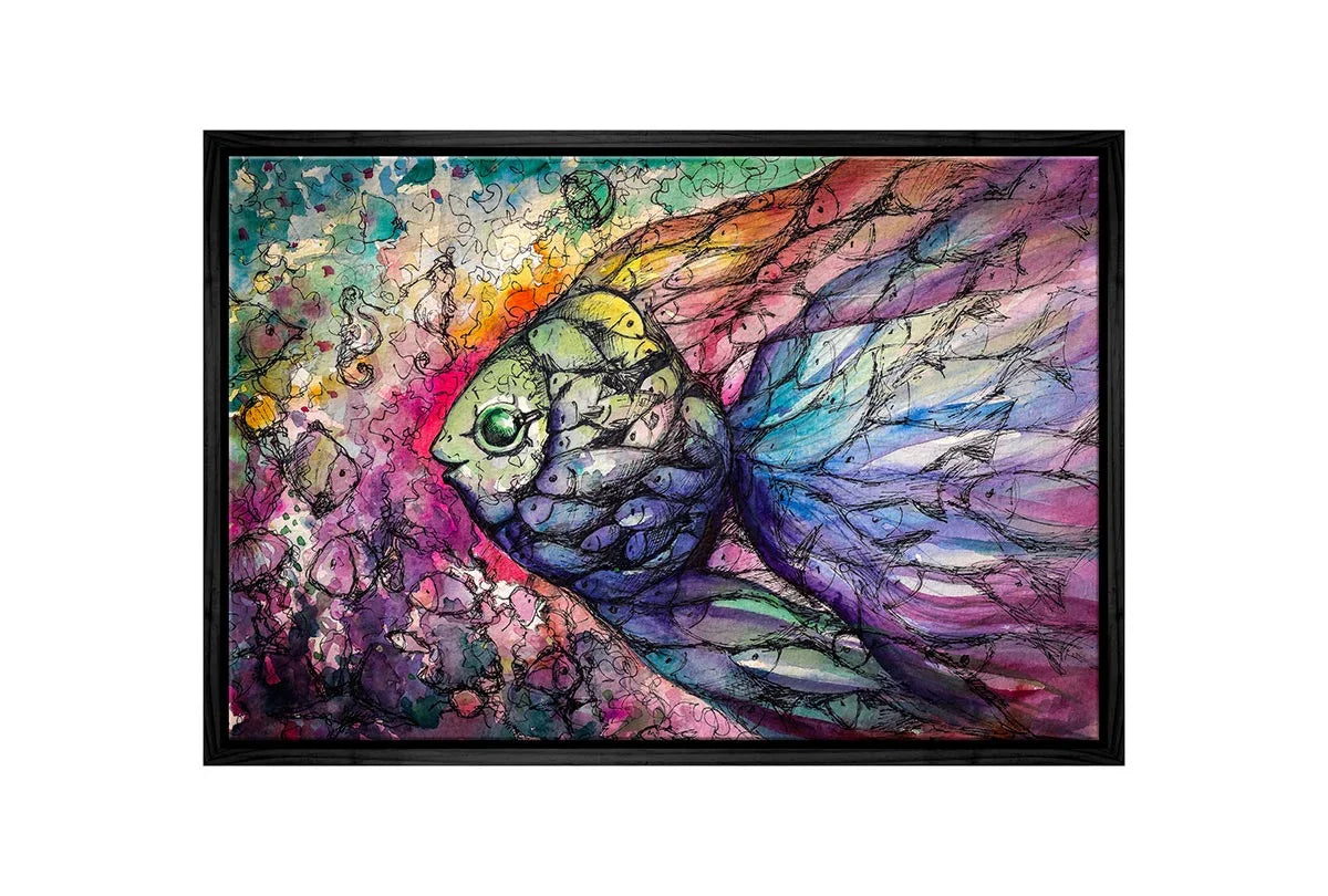 Watercolour Rainbow Fish | Canvas Wall Art Print - Final Touch Decor