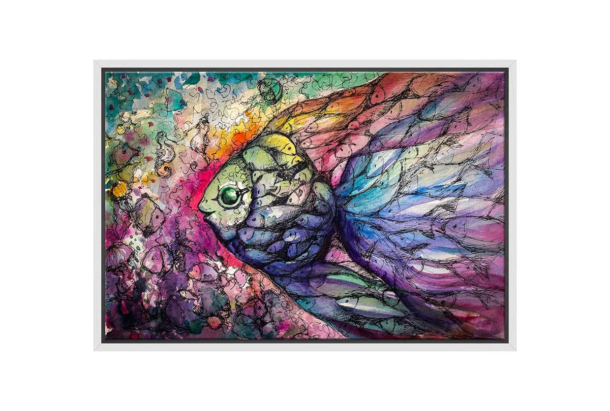 Watercolour Rainbow Fish | Canvas Wall Art Print - Final Touch Decor
