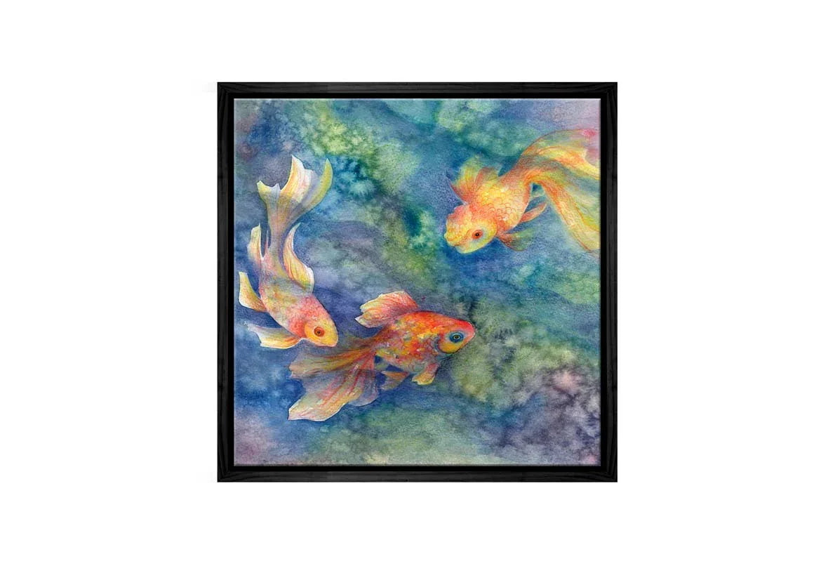 Goldfish in Pond Watercolour | Canvas Wall Art Print - Final Touch Decor