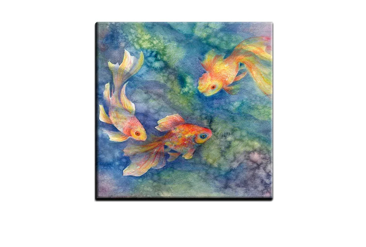 Goldfish in Pond Watercolour | Canvas Wall Art Print - Final Touch Decor